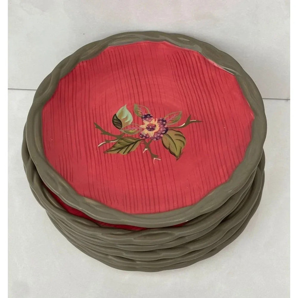 Set 6 Tracy Porter Octavia Hill Collection Floral Country Rustic Lunch Plates 8" - Picture 2 of 12